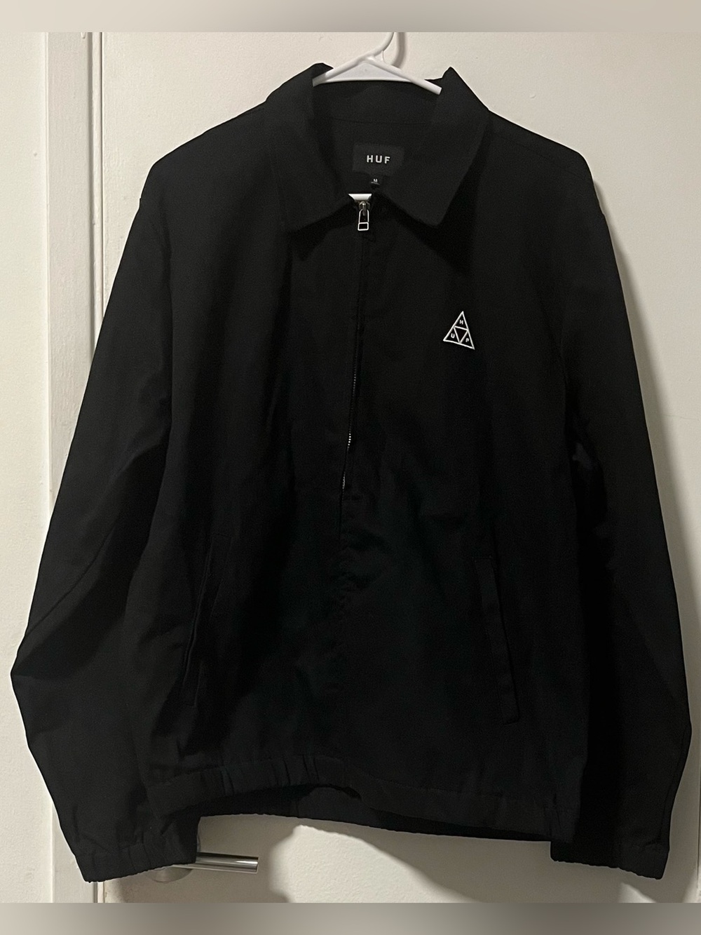 HUF Black Lightweight Zip Coach Jacket with Triangle Logo